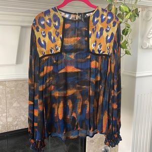 EUC Bl-nk London Miranda Anthropologie Cheetah Leopard Blouse S